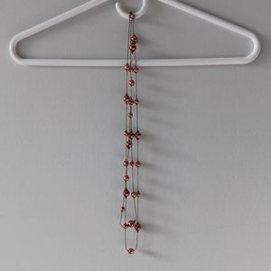 Brown Bronze Colored Necklace with Plastic Bronze Beads, Wear Long or Doubled